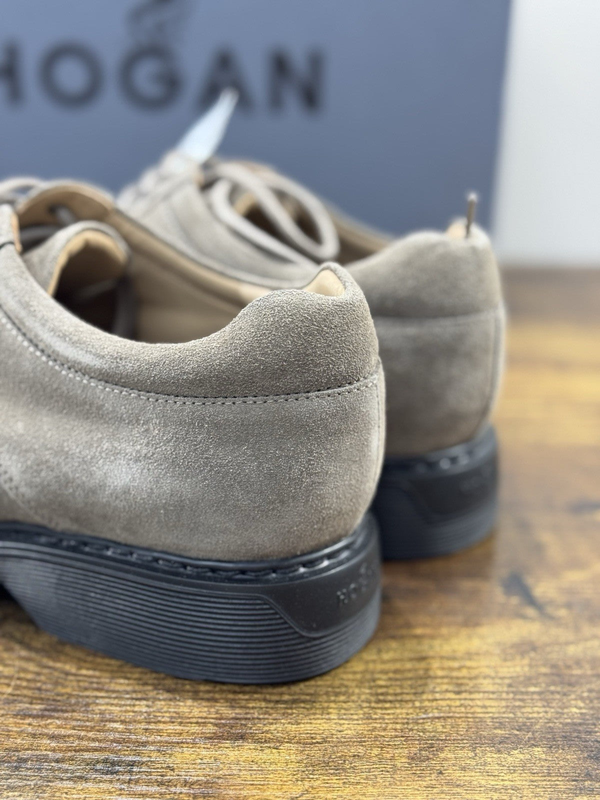 HOGAN scarpe Derby in Pelle Suede Palude Memory Foam Uomo 41