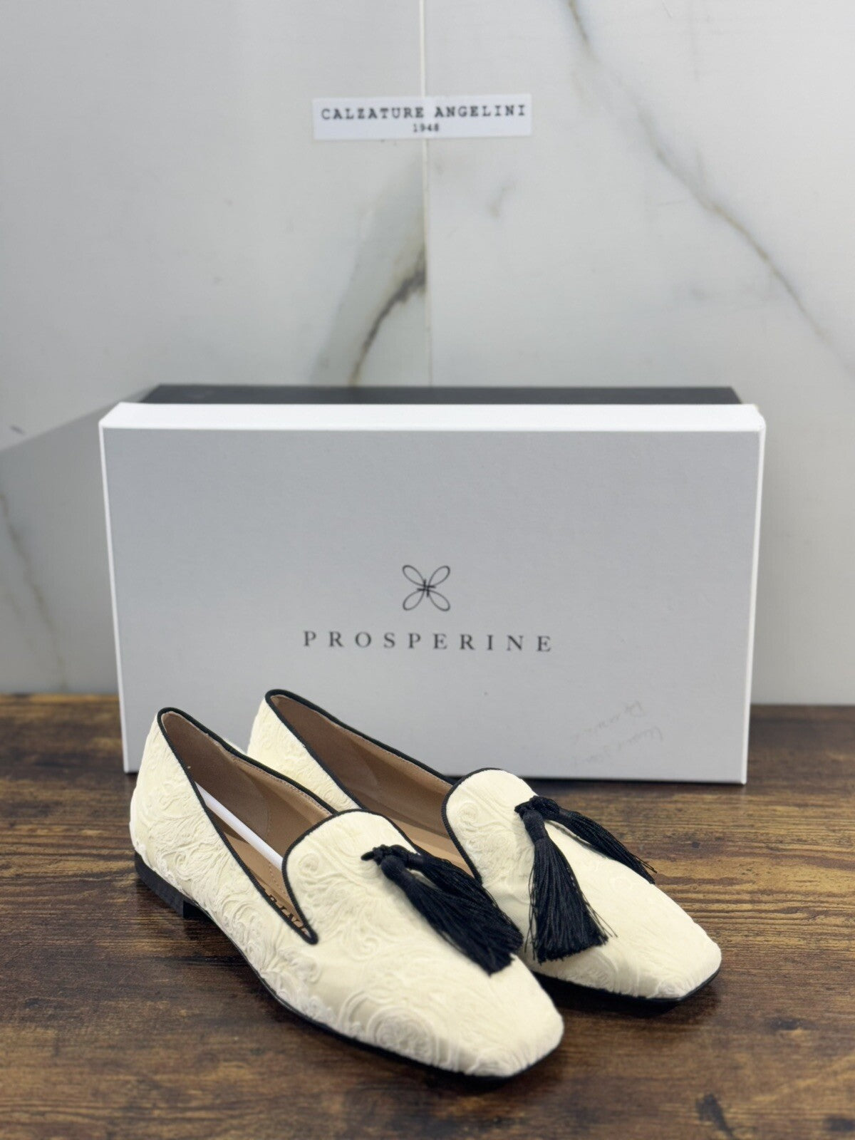 Prosperine mocassino donna in Velluto Damasco luxury made in italy 37 Bianco