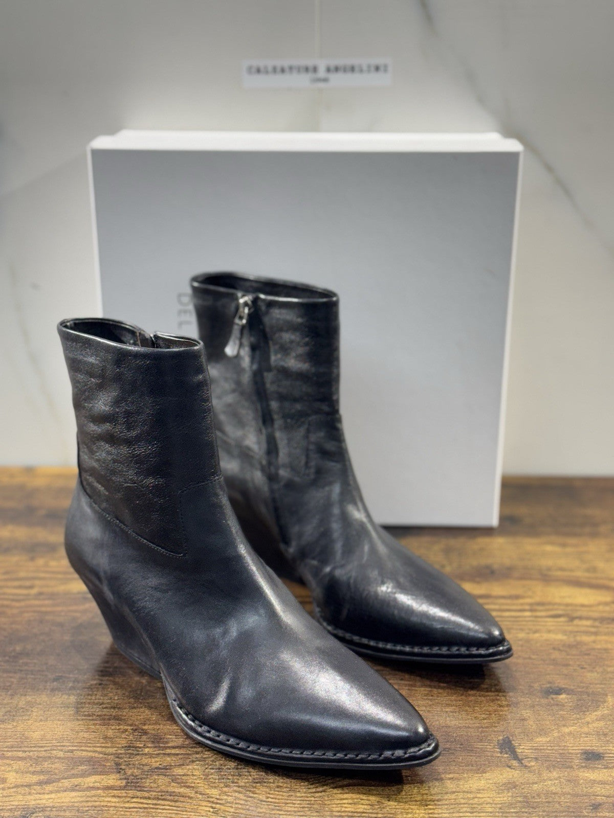 Del Carlo Texano Pelle Nero Luxury Made In Italy Boot Donna 41