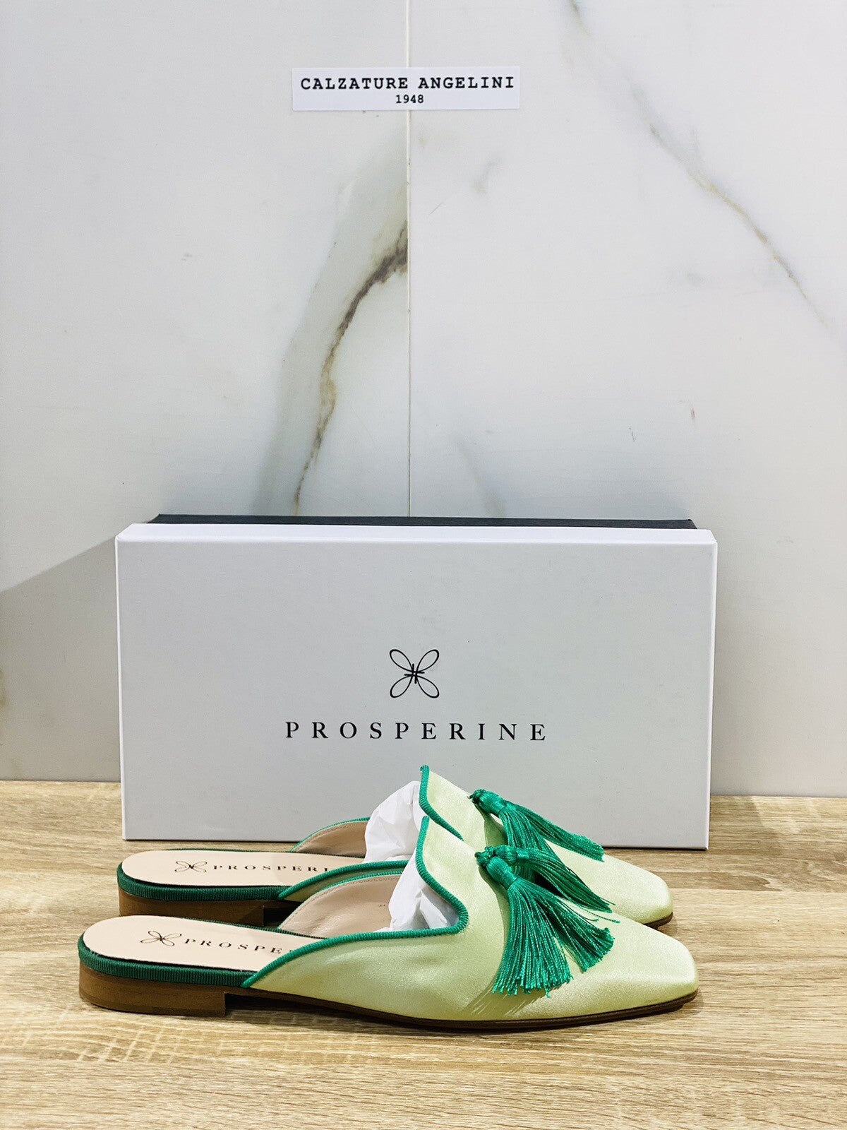 Prosperine Sabot donna in Raso Verde Luxury made in italy 38.5