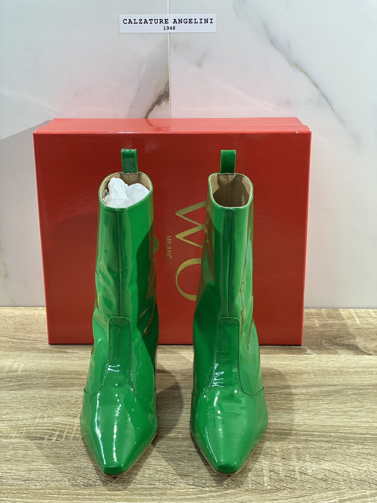 WO Milano tronchetto donna vernice verde casual boot luxury 39