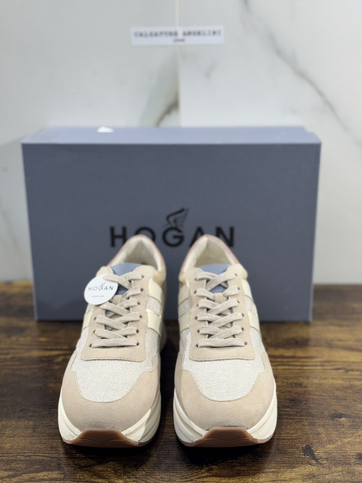 Hogan H483 Donna Sneaker Suede Beige Luxury Hogan Woman 39