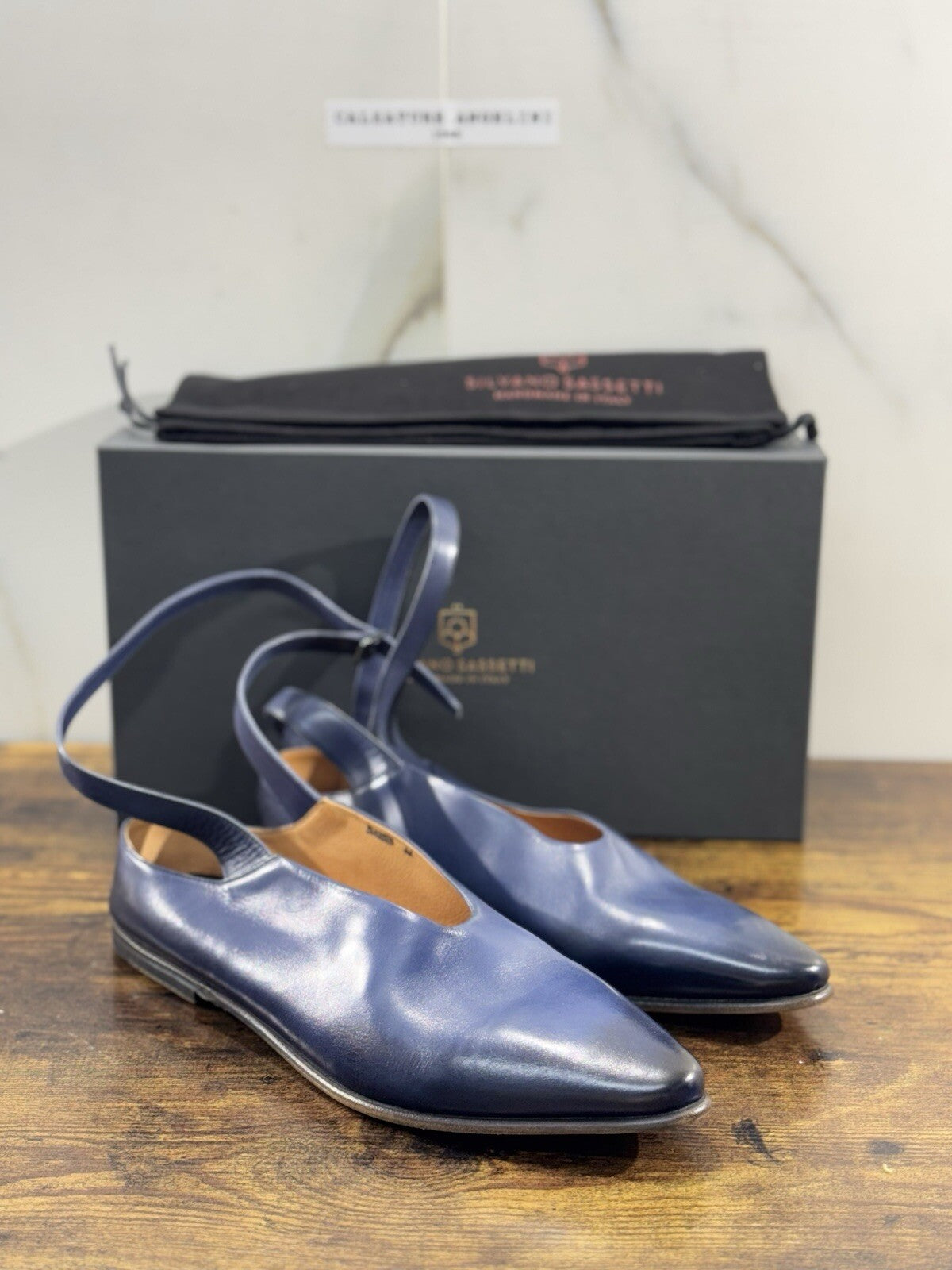 Silvano Sassetti Ballerina Donna Pelle Blu Luxury Made In Italy Fatta A Mano 36