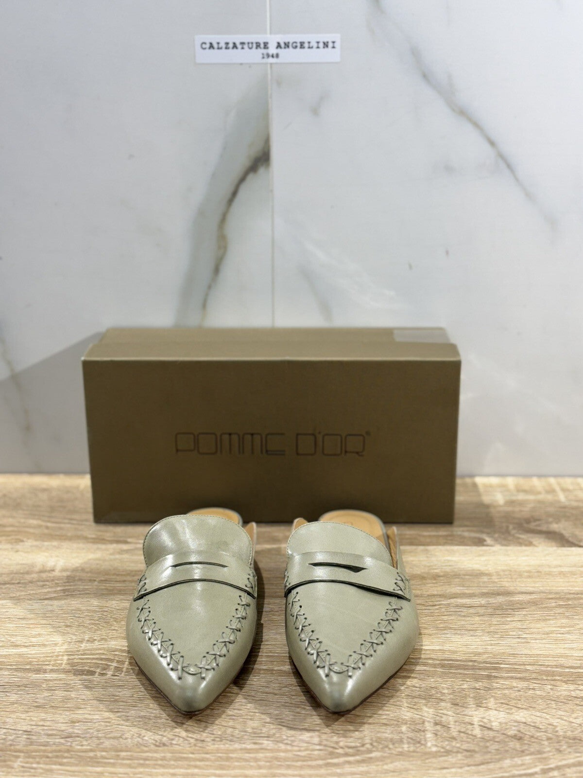 Pomme D’or Mules Donna Pelle Dusty Green Luxury Handmade Woman Pomme D’or 39
