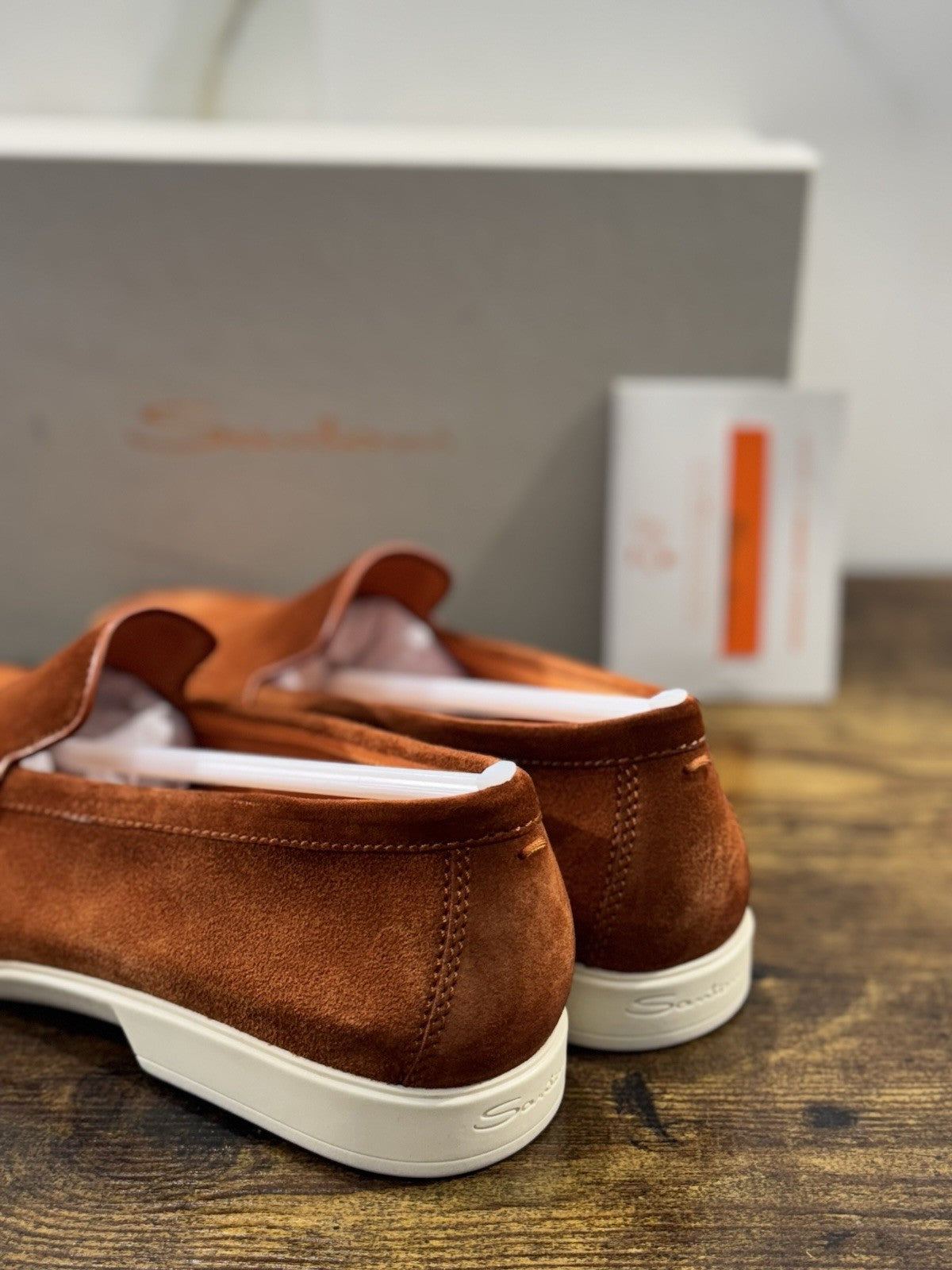 Santoni Mocassino Summer Walk Orange Suede Luxury Men Shoes Santoni Uomo 42
