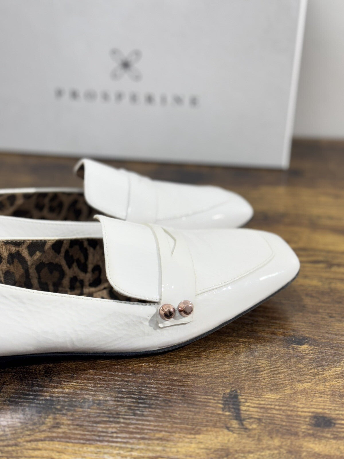 Prosperine mocassino donna in Vernice Bianco luxury made in italy 37