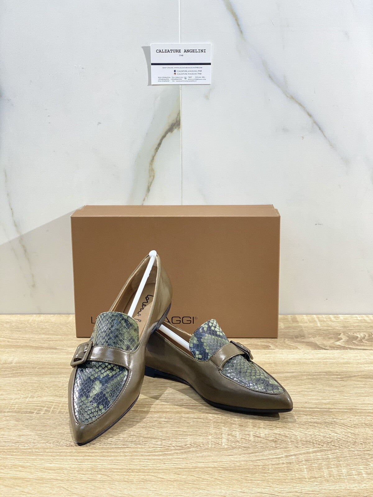 Lorena Paggi Mocassino Donna 02203 In Pelle Olive Made In Italy 39