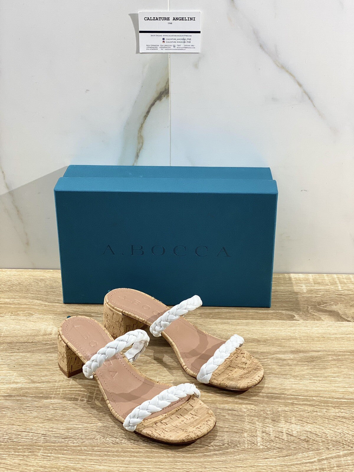 A.bocca Sandalo Donna AB2279 In Pelle Bianca Luxury Sandal Woman 37
