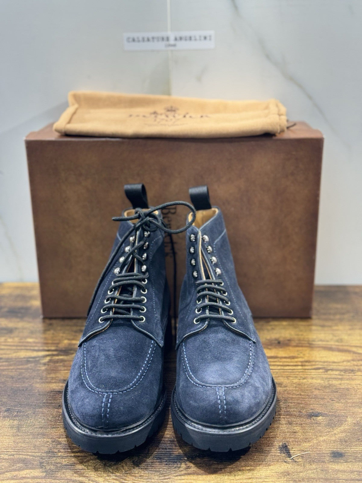 Berwick 1707 Stivaletto Uomo Suede Blu Fondo Vibram Casual Boot 40