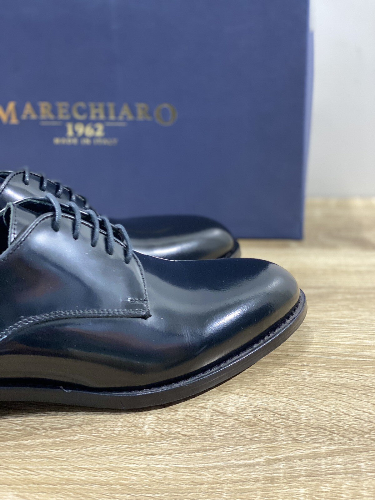 Marechiaro 1962 Derby Uomo Pelle Nera Polish Made In Italy 42.5