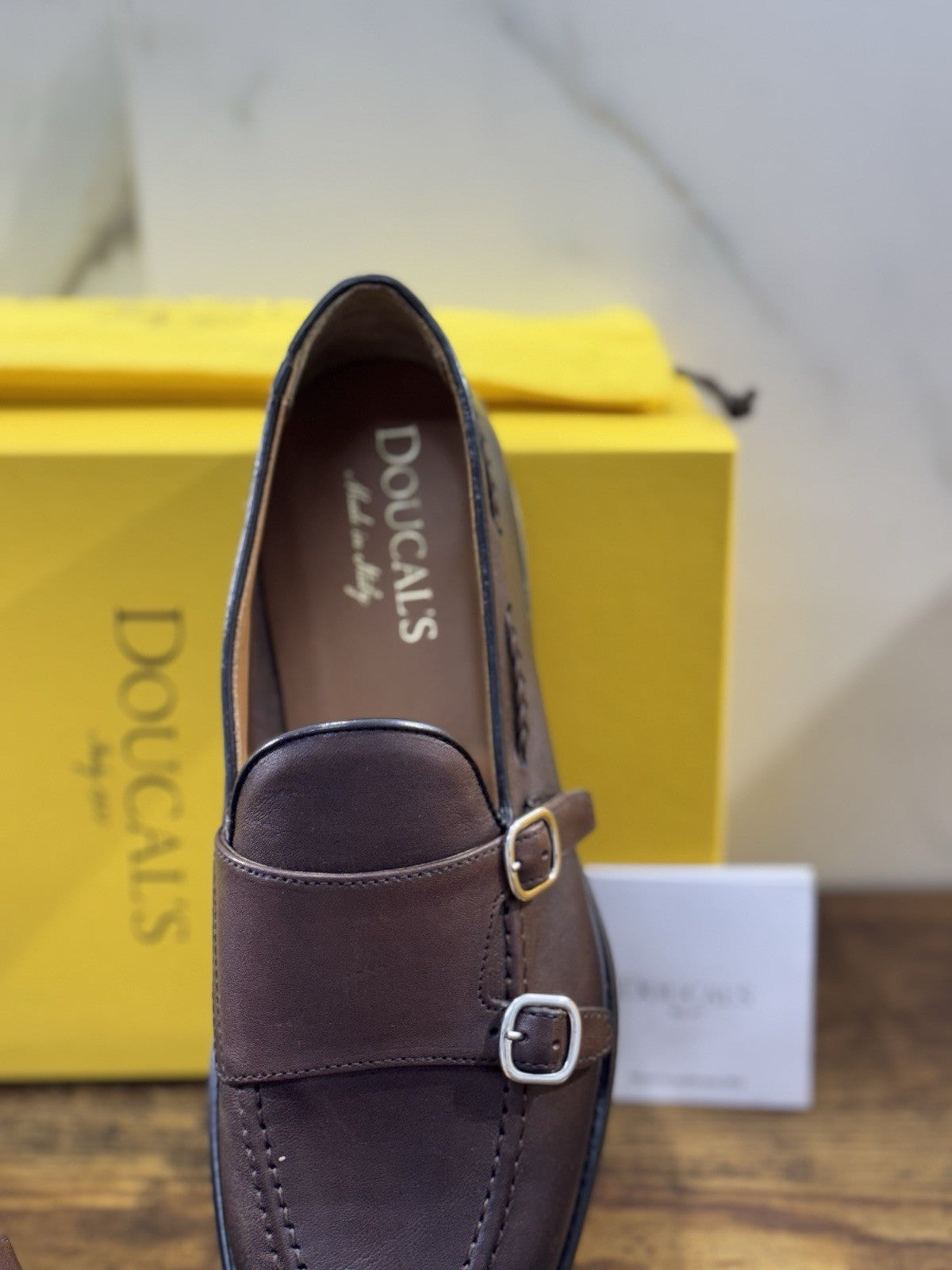 Doucal’s Scarpa Uomo Doppia Fibbia T Moro Pelle Luxury Men Doucal’s Shoes 40