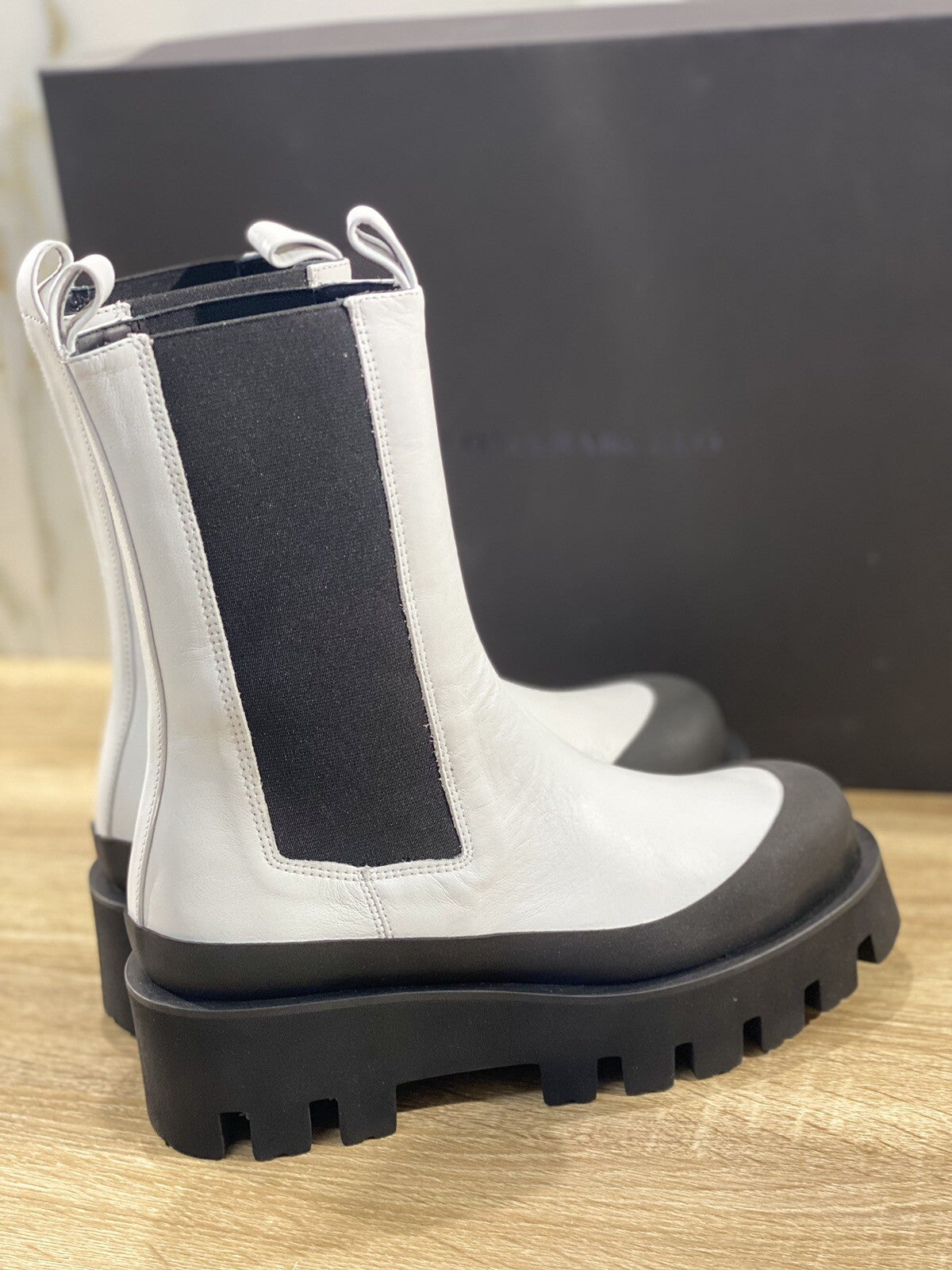 paloma BARCELO stivaletto donna charlotte pelle bianco nero combat boot 37