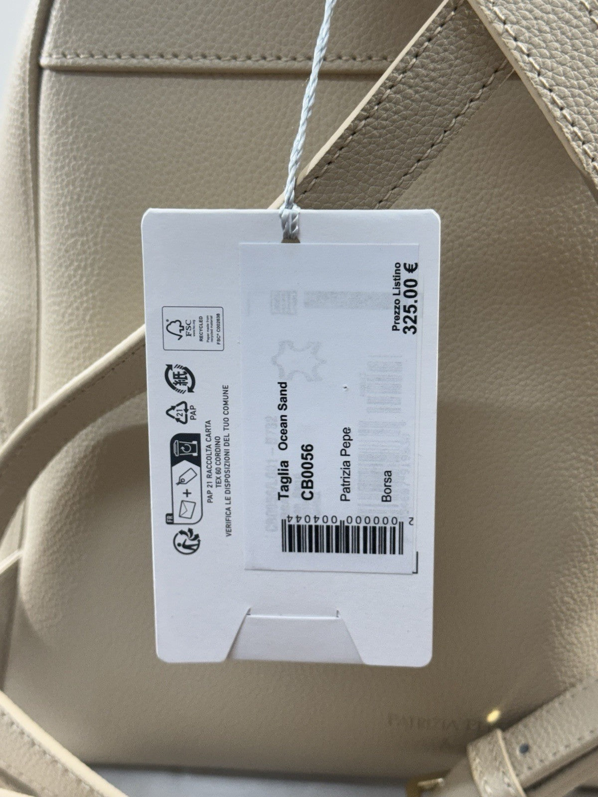 Patrizia Pepe Borsa Zaino 100% Pelle Sand Backpack Casual Donna