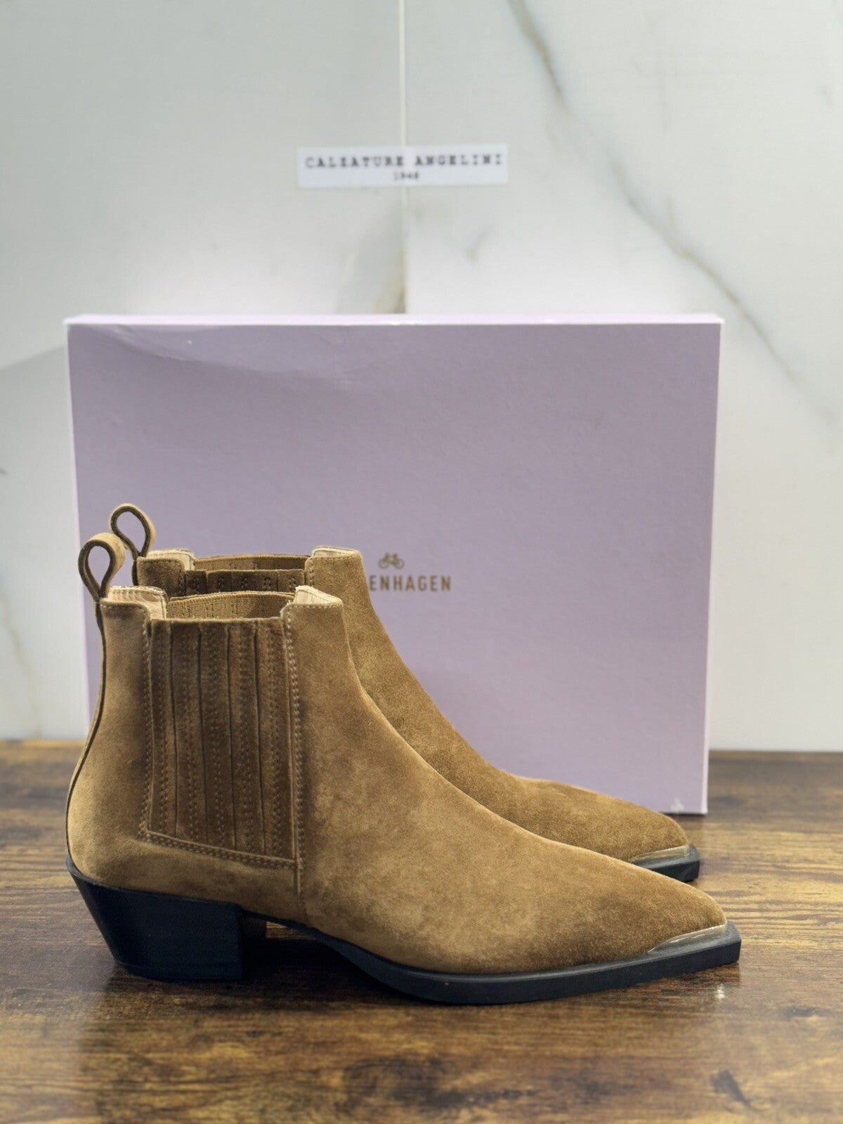 Copenhagen Texano Donna Pelle Suede Cuoio Casual Boot 39