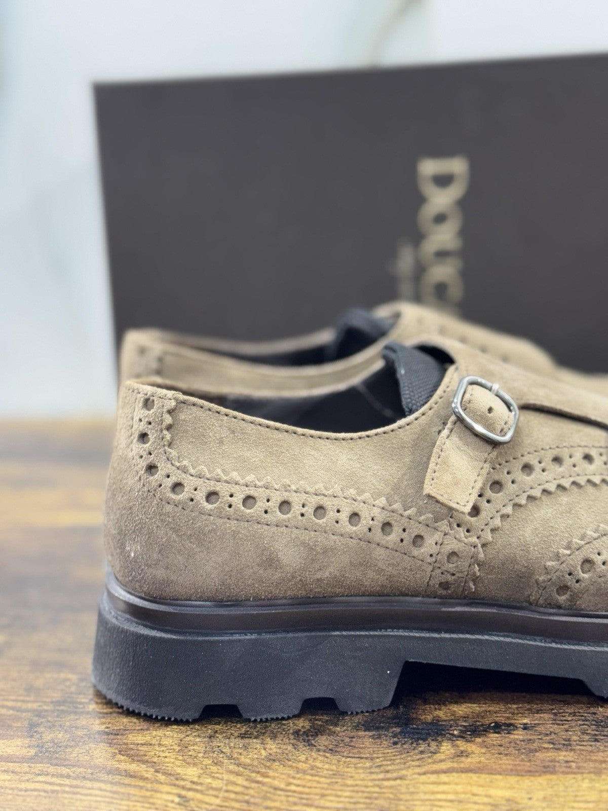 Doucal’s Scarpa Uomo Doppia Fibbia Suede Cacao Luxury Men Doucal’s Shoes 40