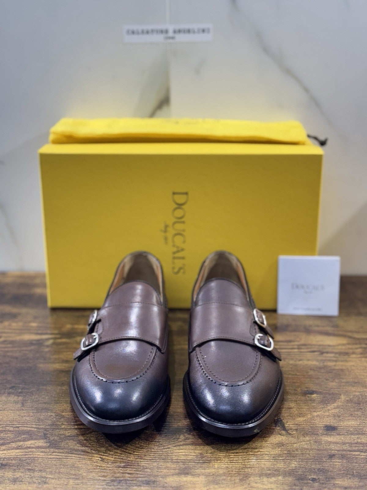 Doucal’s Scarpa Uomo Doppia Fibbia T Moro Pelle Luxury Men Doucal’s Shoes 40
