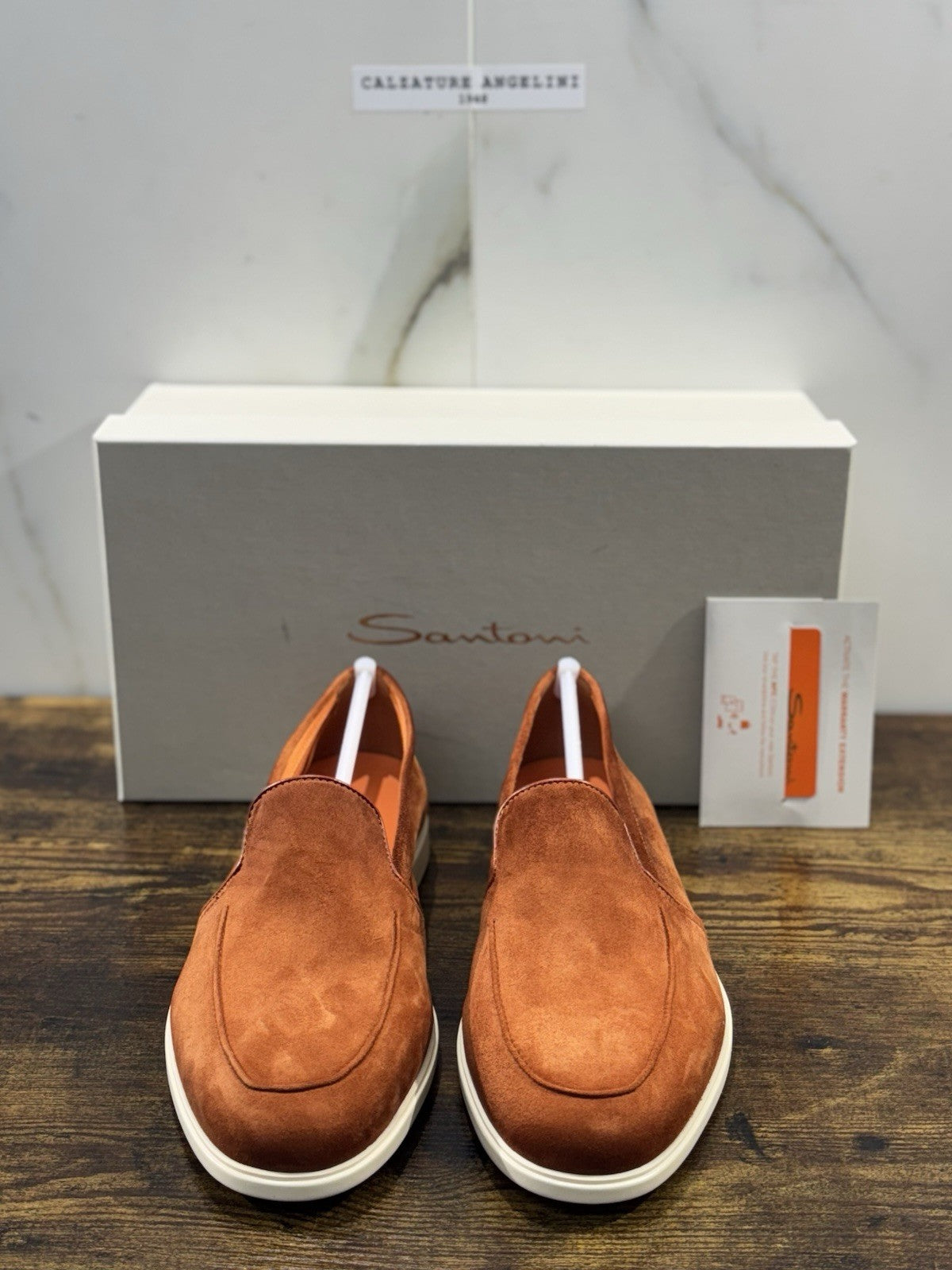 Santoni Mocassino Summer Walk Orange Suede Luxury Men Shoes Santoni Uomo 42