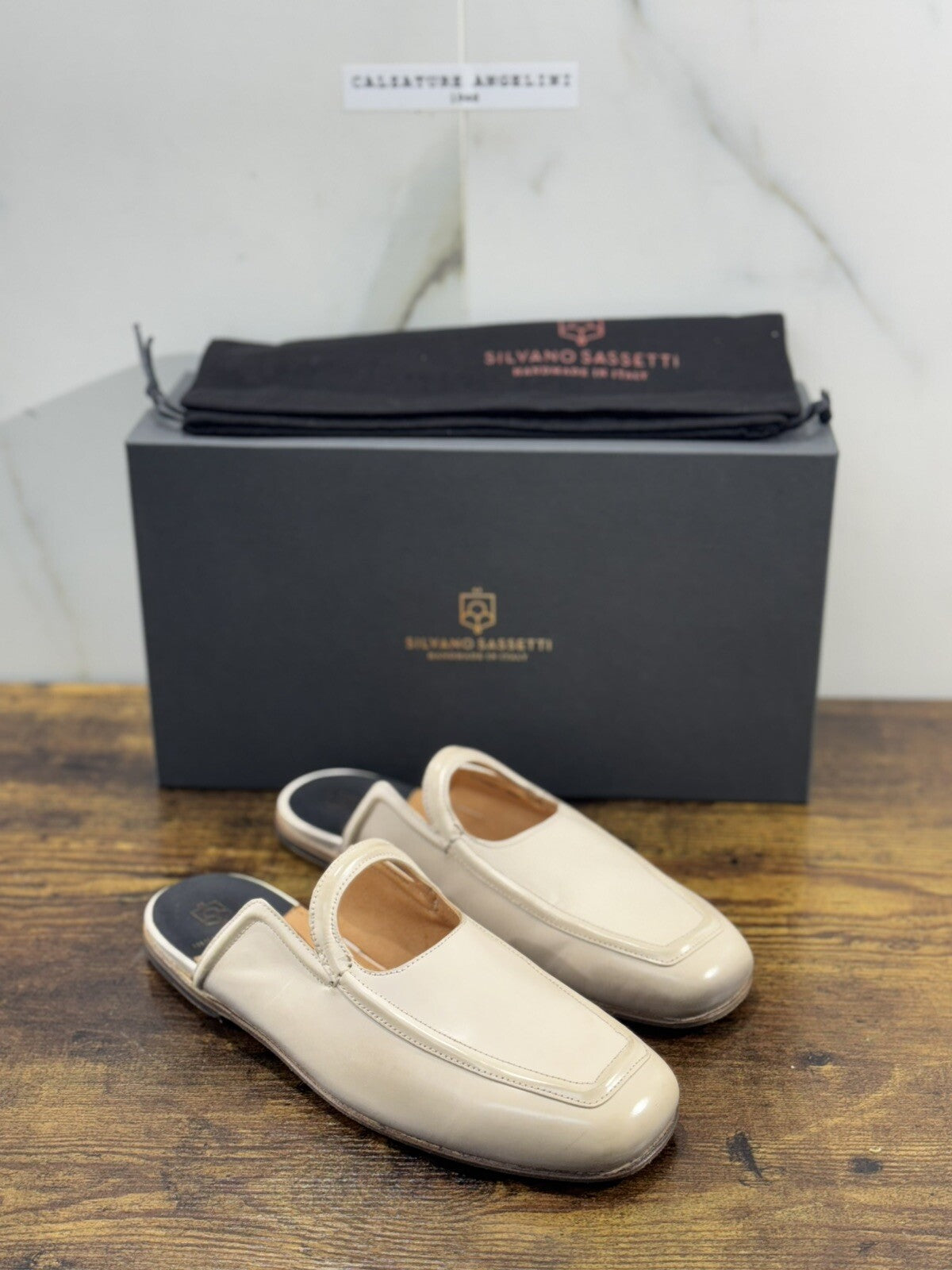 Silvano Sassetti Sabot Donna Pelle Ecru Luxury Made In Italy Fatta A Mano 38