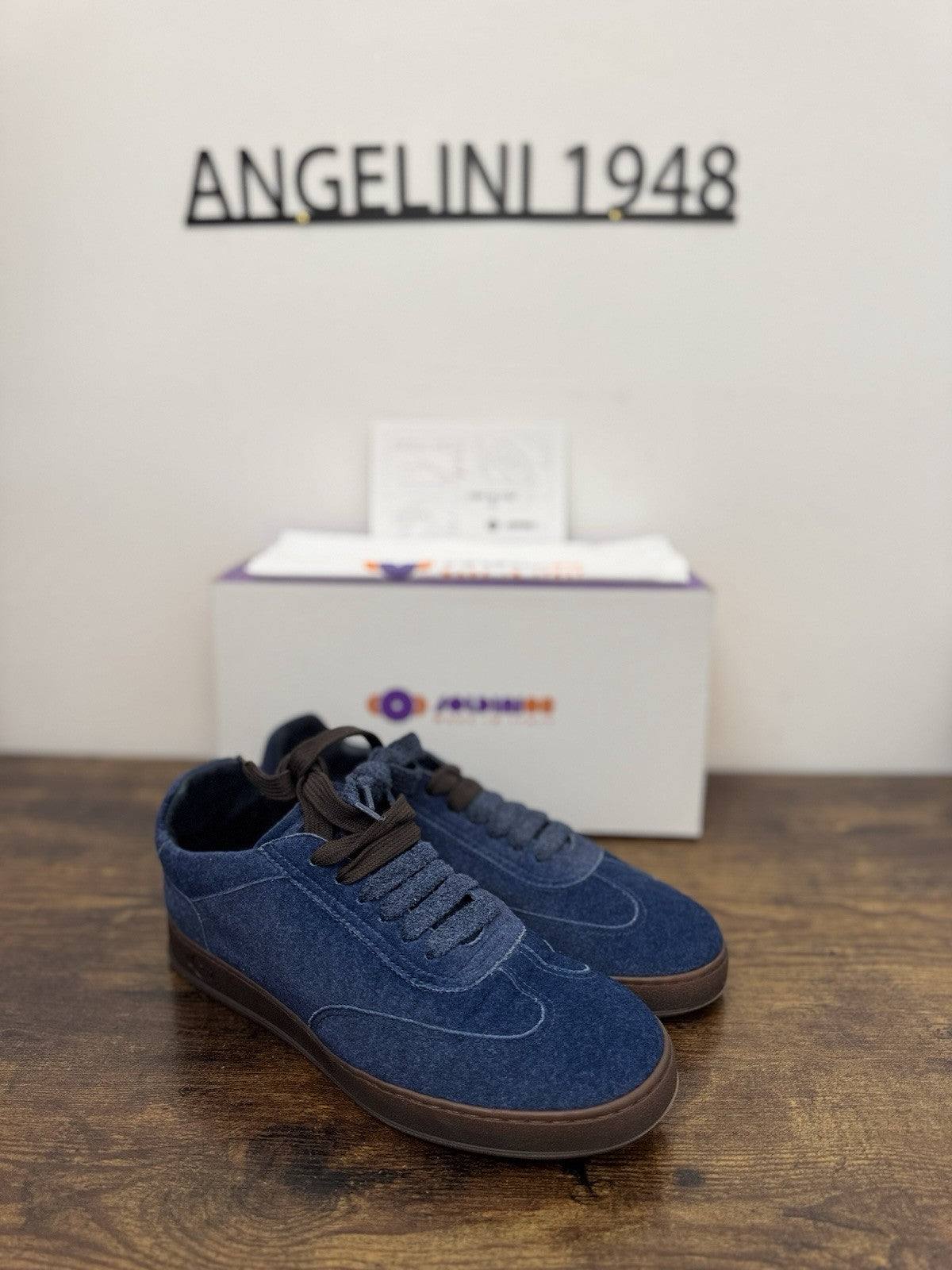 Soldini Sneaker Cachemere Blu 100% Made In Italy Causal Uomo 44