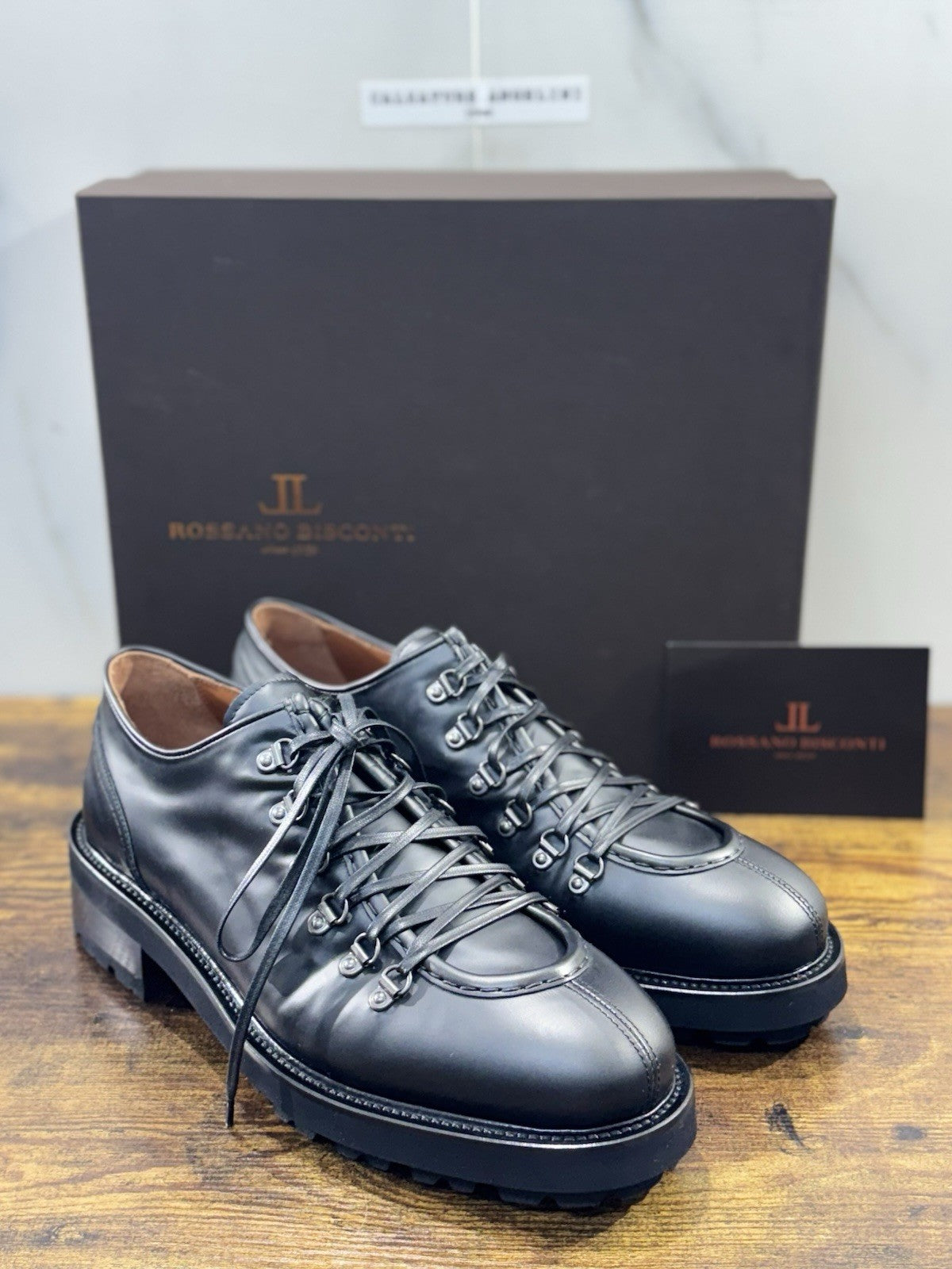 Rossano Bisconti Pedula Uomo Pelle Nera Fully Made In Italy 45