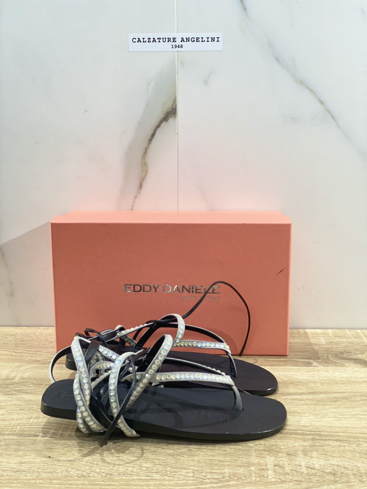 Eddy Daniele sandalo donna samuela real swarovski Grigio raso luxury 38