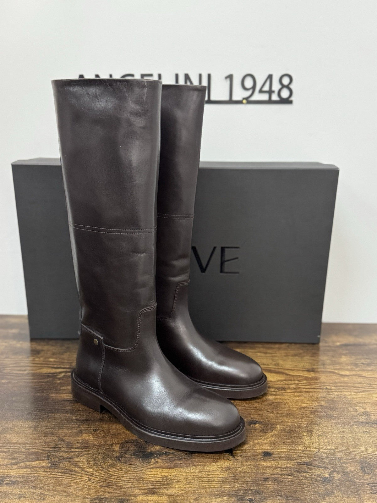 Poeve Stivale Cavallerizzo Pelle Marrone Casual Boot Donna 38