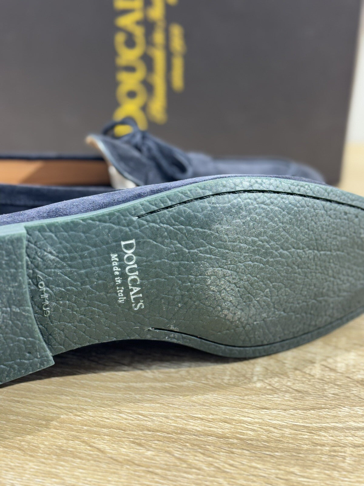 Doucal’s Mocassino Uomo Bokeh Suede Blu Ultra Flexible Luxury Men 40