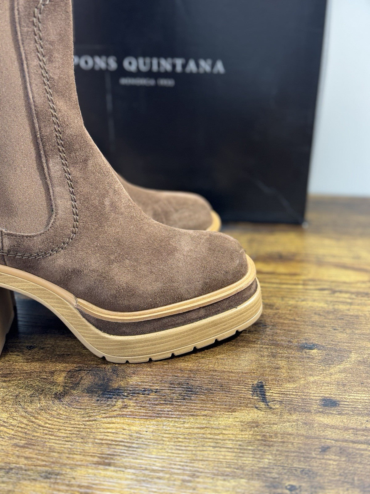 Pons Quintana Stivaletto Donna Suede Ebano Con Tacco Luxury Boot 36