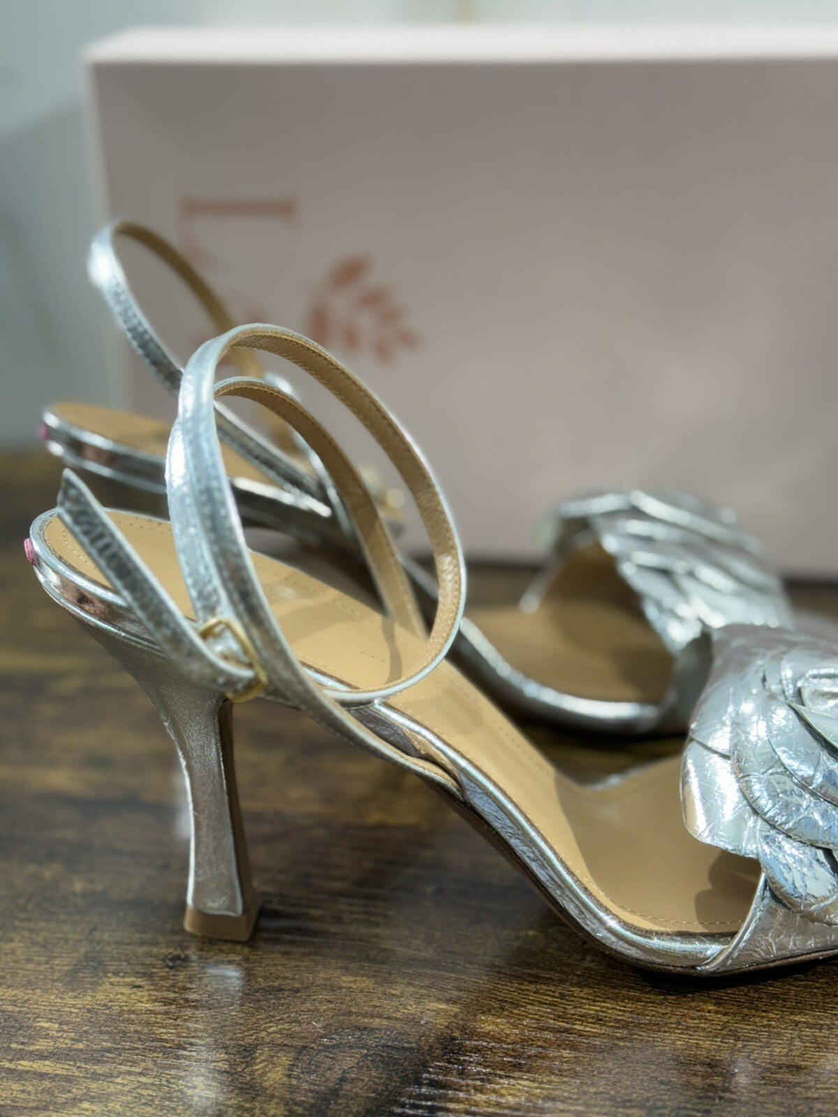 Relac Sandalo Donna Fiore Pelle Argento Handmade Shoes Relac 41