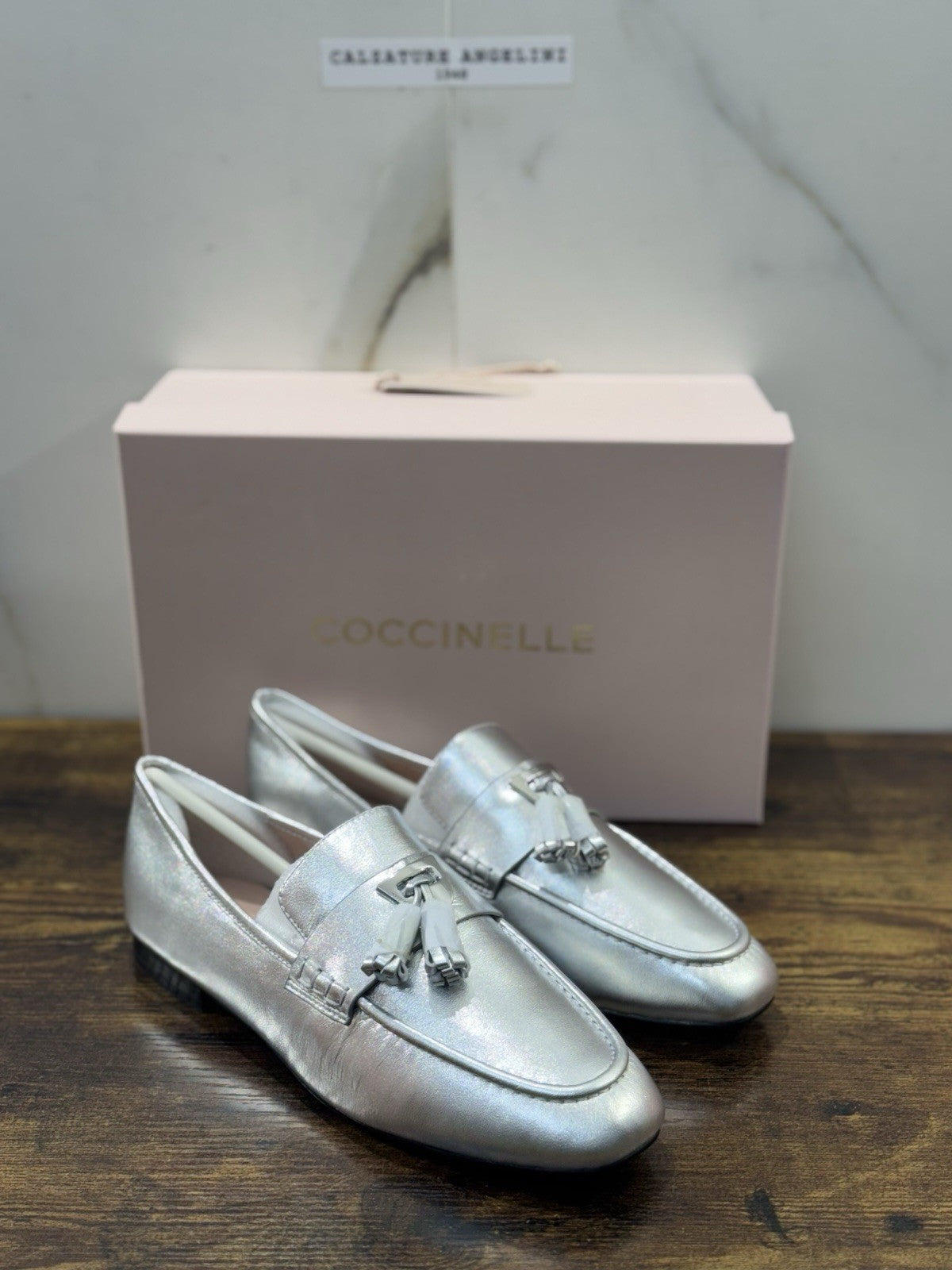 Coccinelle Mocassino Pelle Argento Casual Scarpa Coccinelle Donna 38