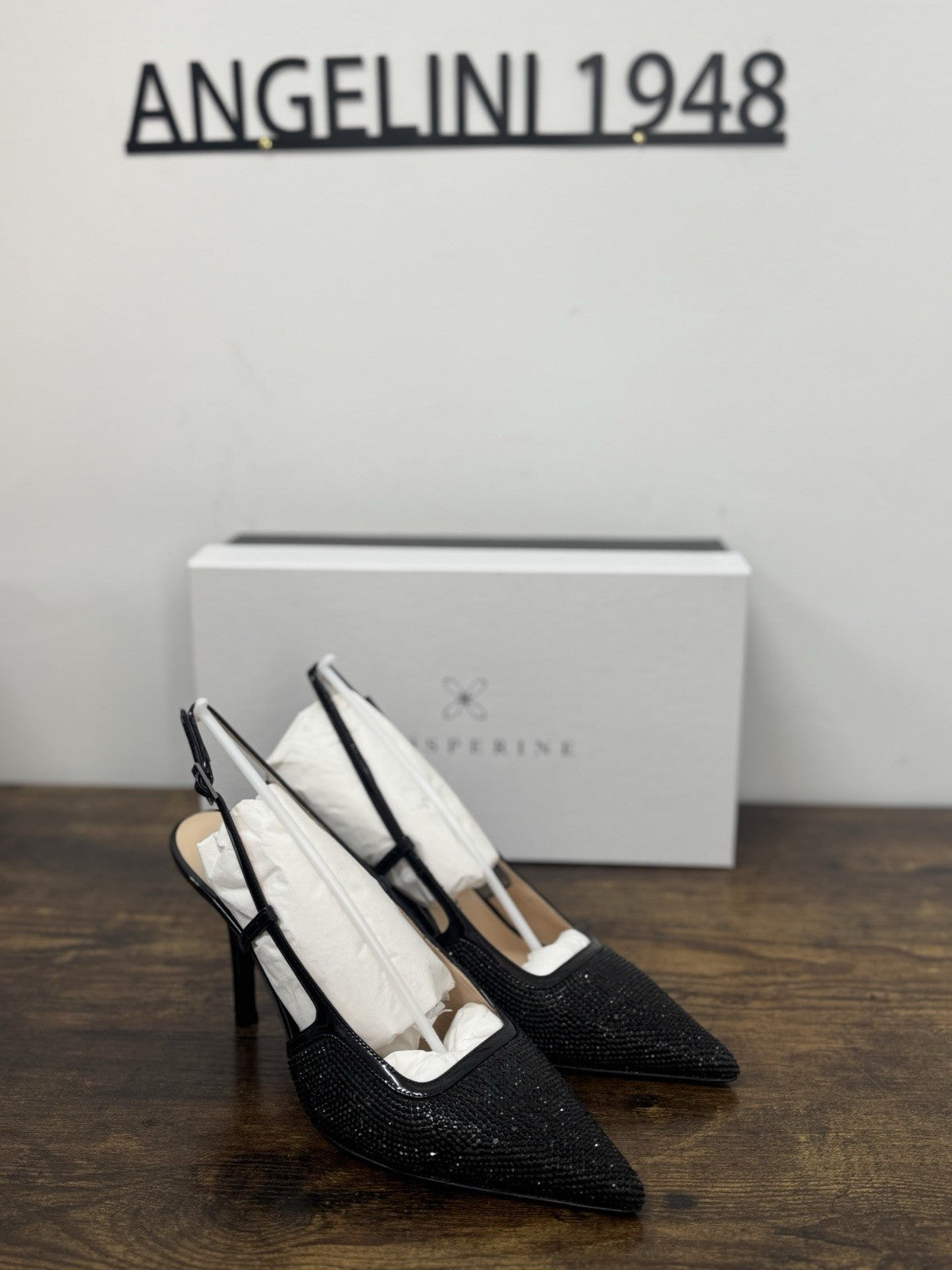 Prosperine Sling Back Crystal Nero Casual Scarpa Donna 39