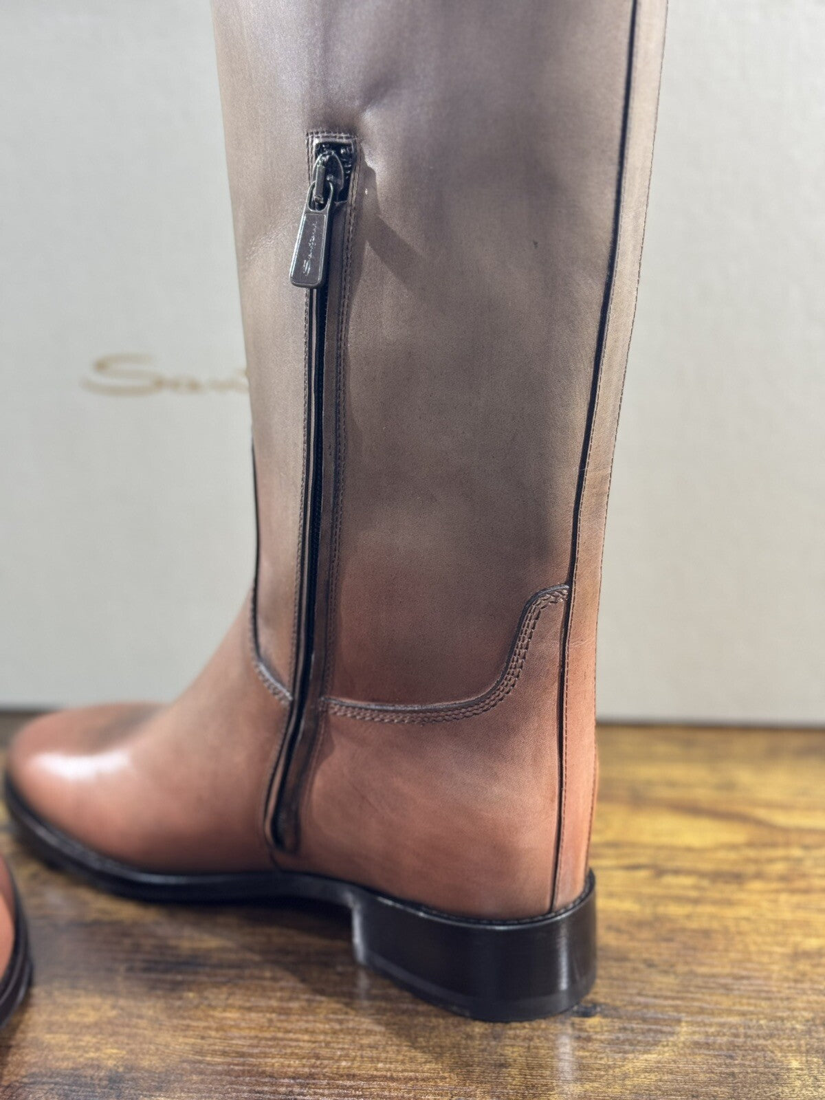 Santoni Stivali Donna In Pelle Anticata A Mano Luxury Woman Boot Santoni 39