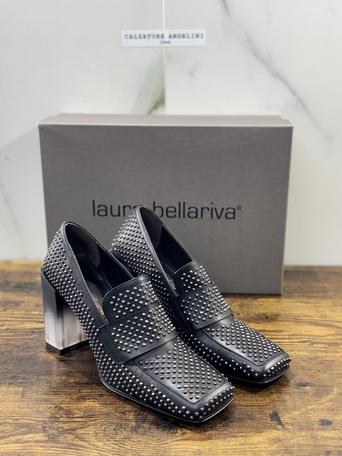 Laura Bellariva Mocassino Donna Pelle Nera Borchie Casual 37