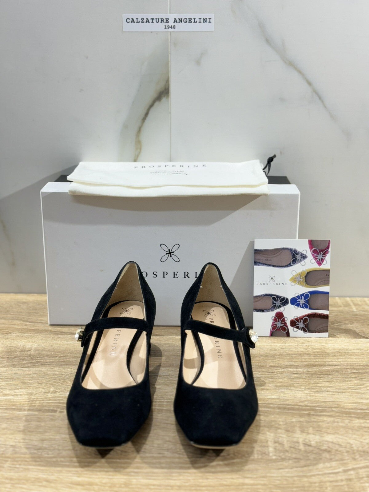 Prosperine Ballerina Tacco donna in Suede Nero luxury made in italy 39