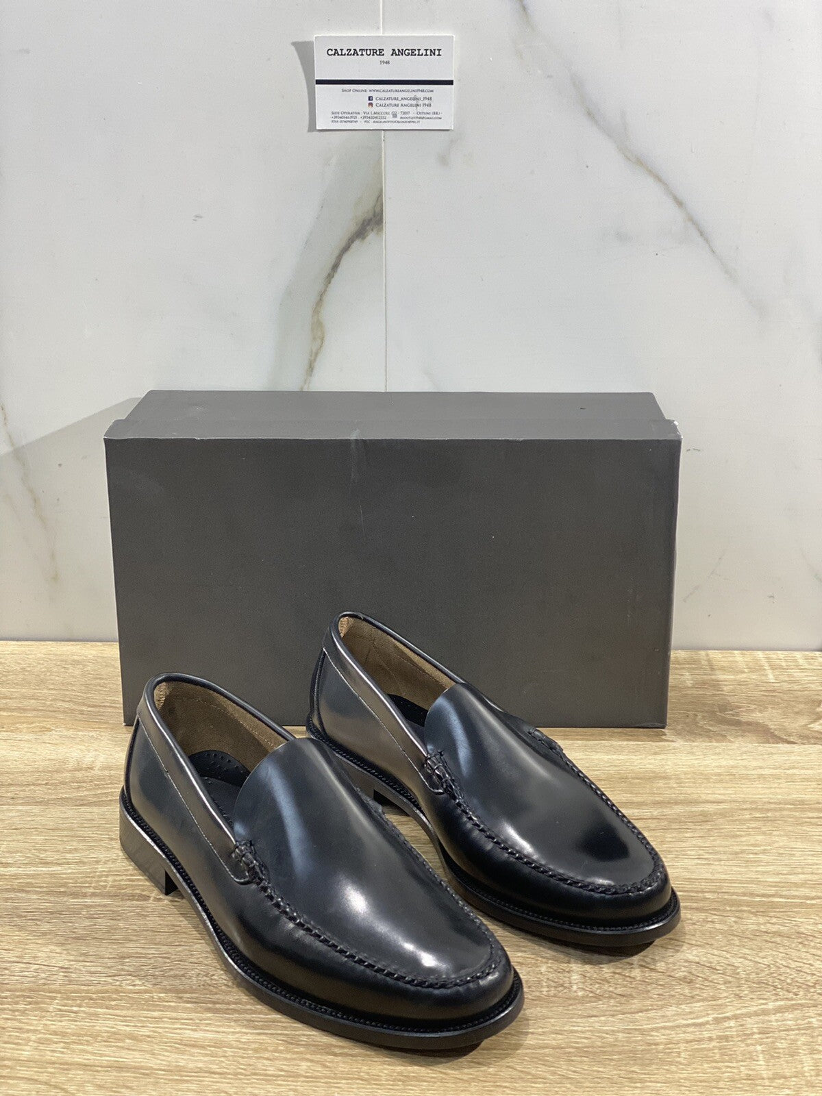 Brugnoli mocassino uomo college polish Nero fondo cuoio 45