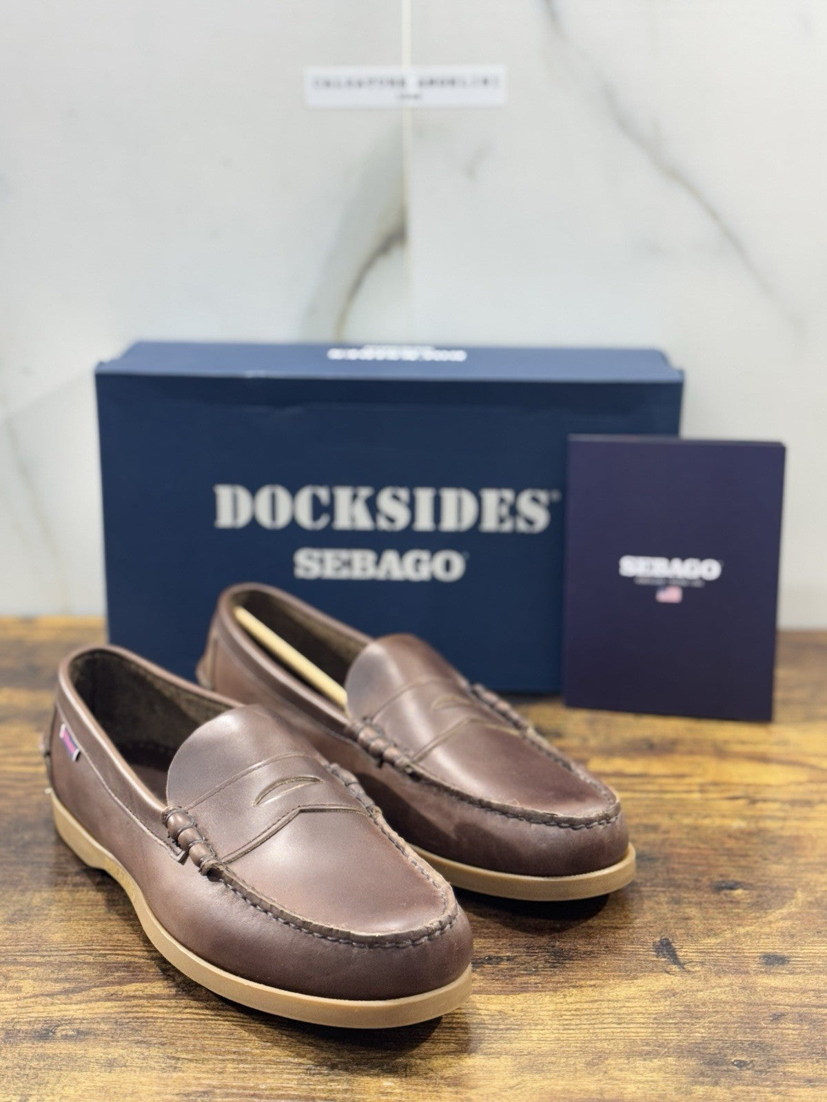 Sebago Dolphin Waxed Mocassino Pelle Marrone Icon Sebago Uomo 44