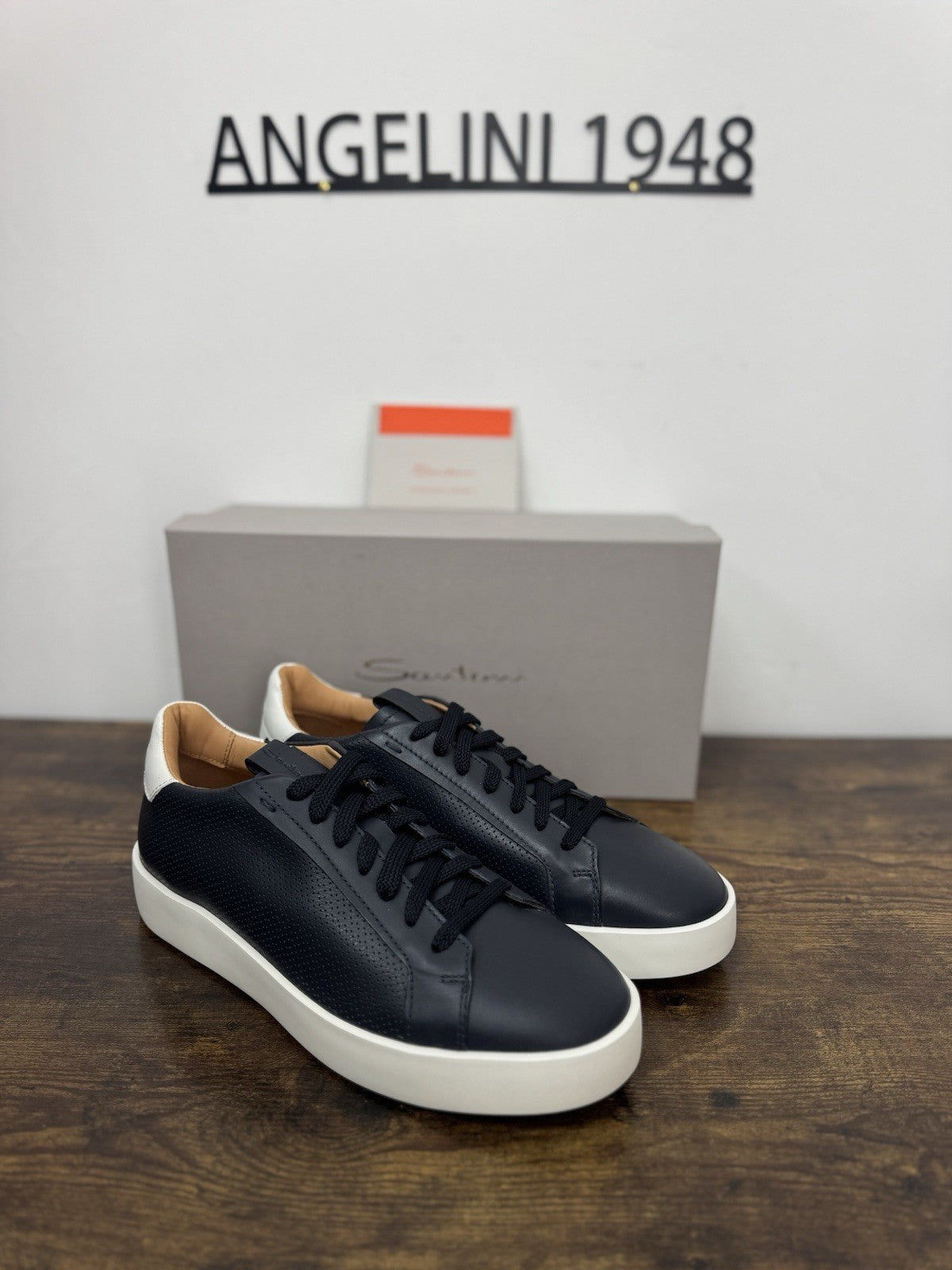Santoni Sneaker Pelle Blu Luxury Scarpa Santoni Uomo 42.5