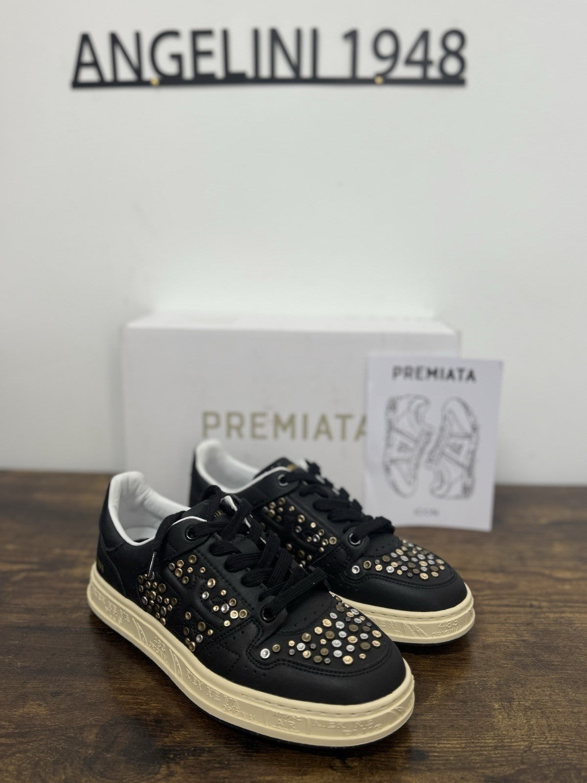 Premiata Quinn Sneaker Pelle Nera Borchie Casual Premiata Scarpa Donna 37