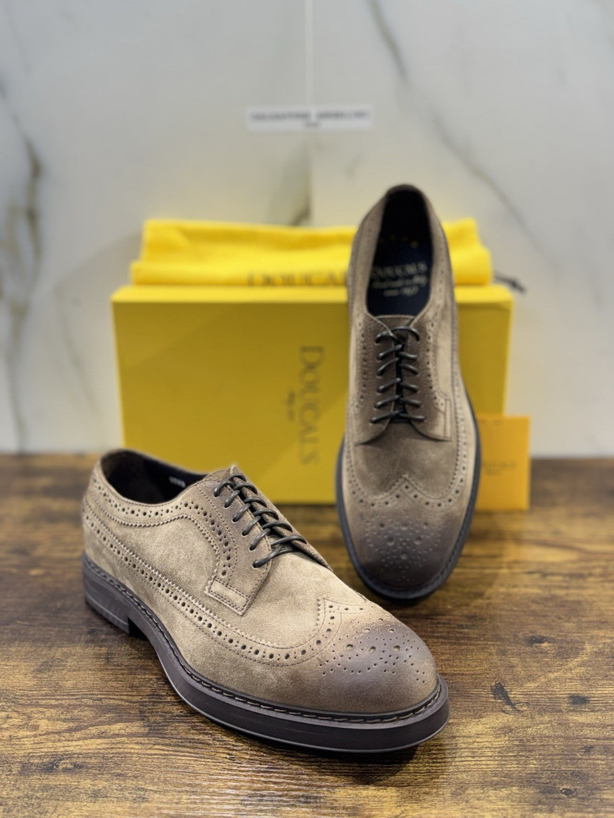Doucal’s Derby Brogue Uomo Suede Cacao Luxury Men Doucal’s Shoe 41.5