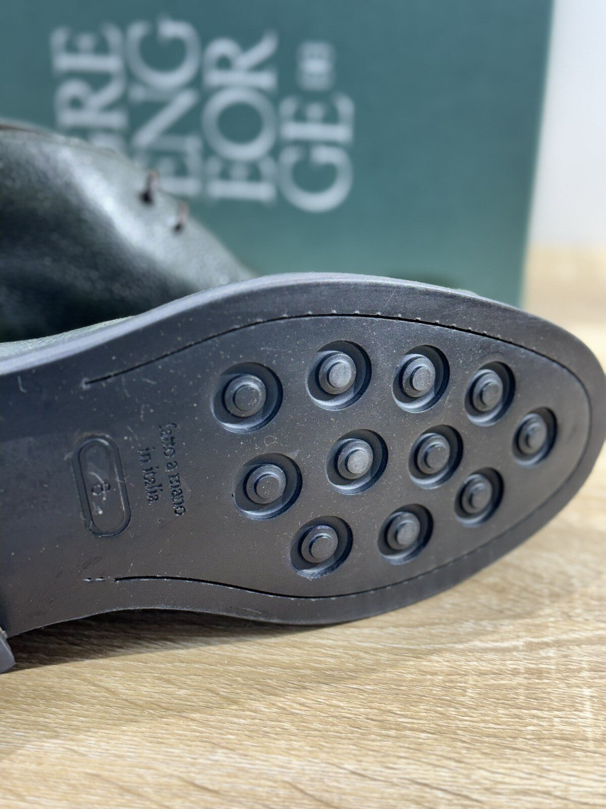 Green George Scarpa Uomo Polacchino Pelle Verdone Fondo Extra Light 42