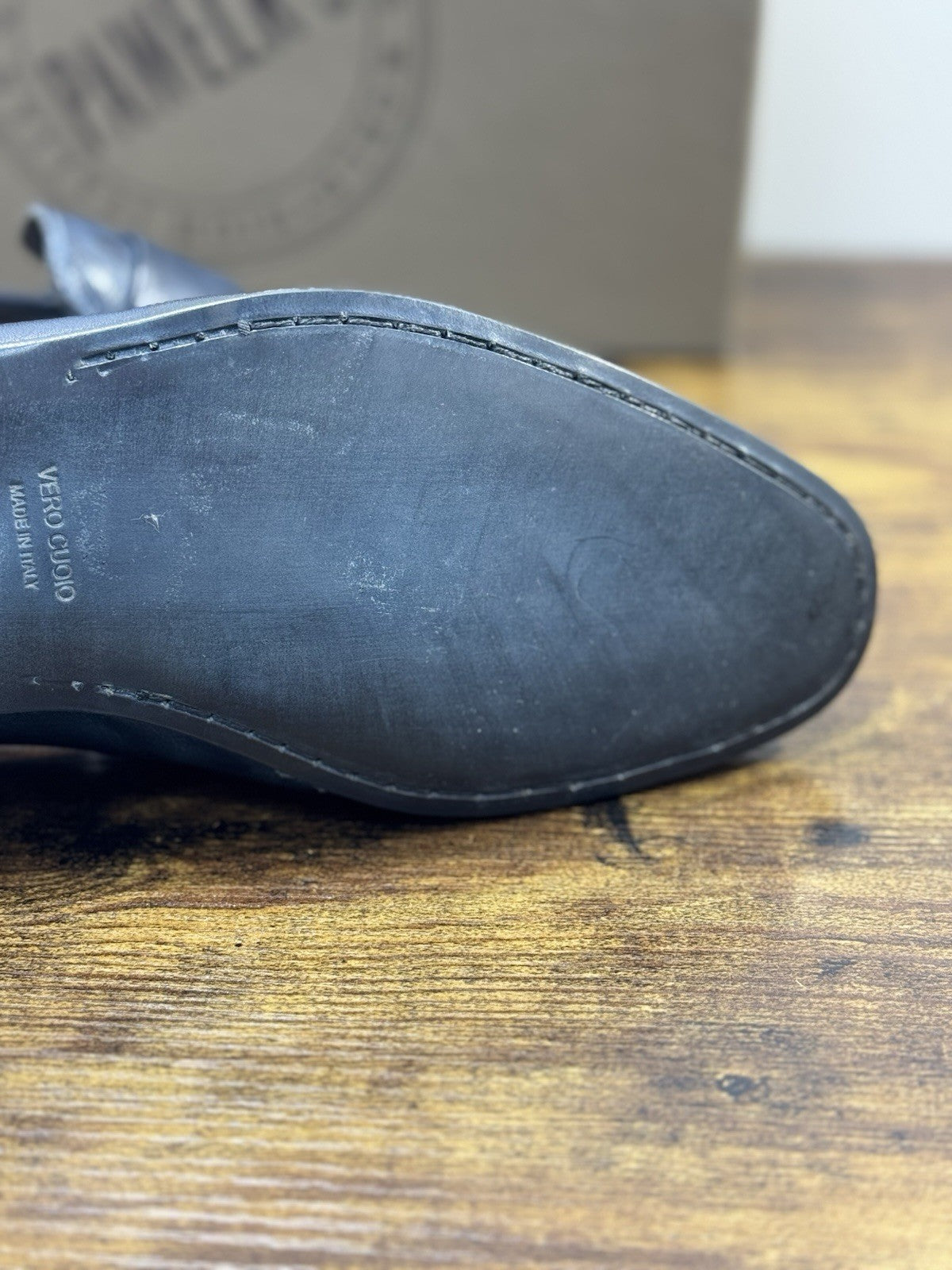 Pawelk’s Mocassino Uomo Pelle Blu Hand Made In Italy Washed 40