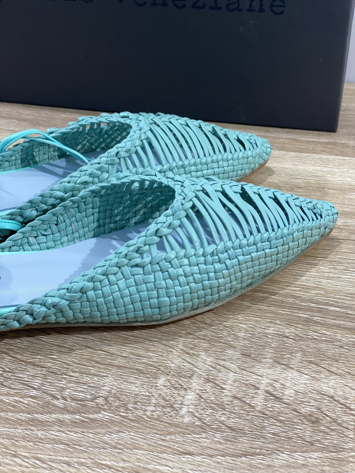 Poesie Veneziane Sandalo donna RLI28 treccia Aquamarine made in italy 39