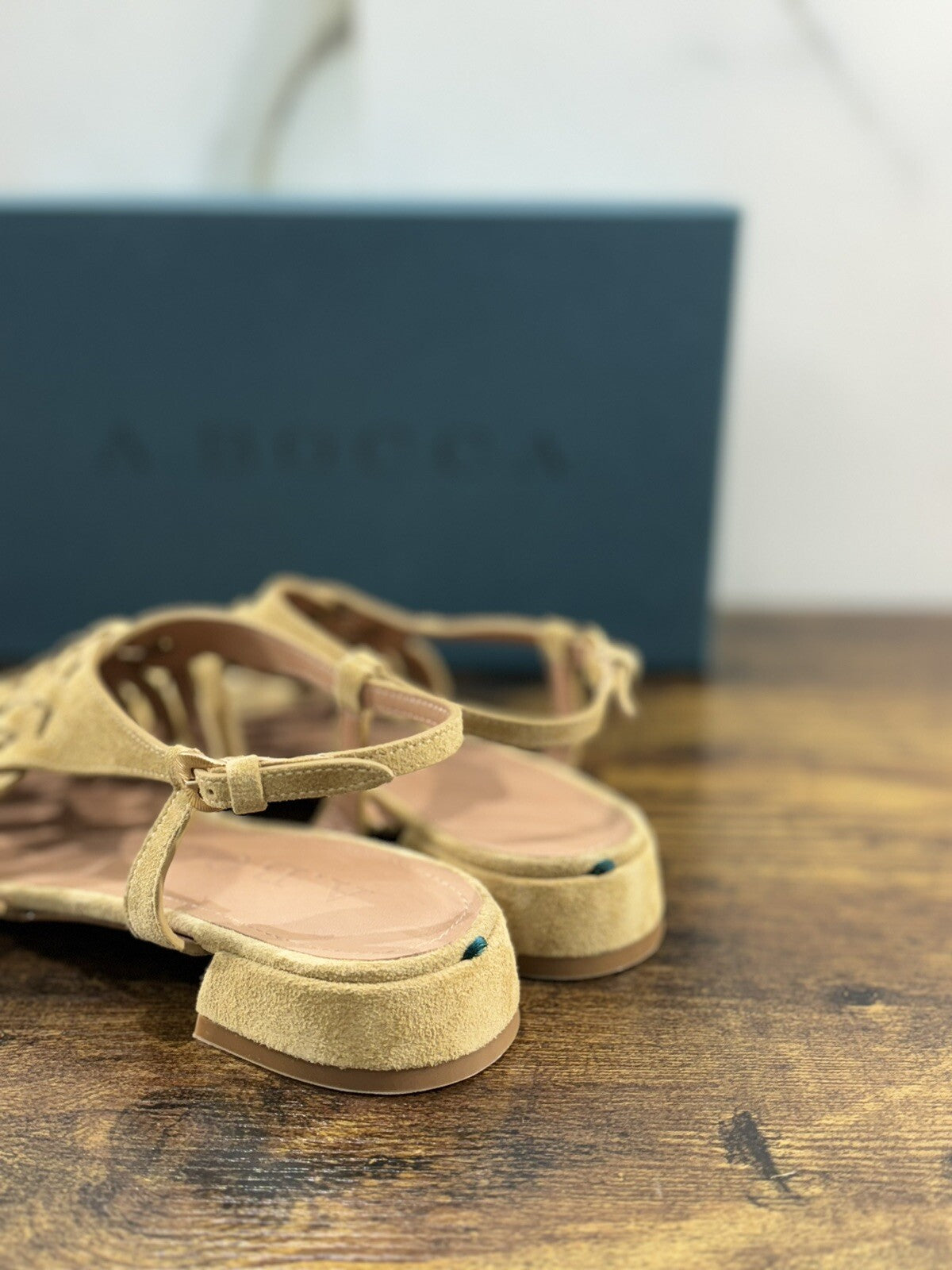 A.Bocca Sandalo Donna Pelle Suede Beige Luxury Woman Sandal A.Bocca 36