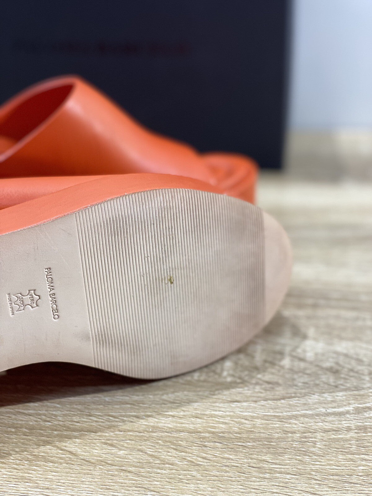 Paloma BARCELO’ Sandalo Donna Zeppa Marit In Pelle Orange Luxury Woman Sandal 39