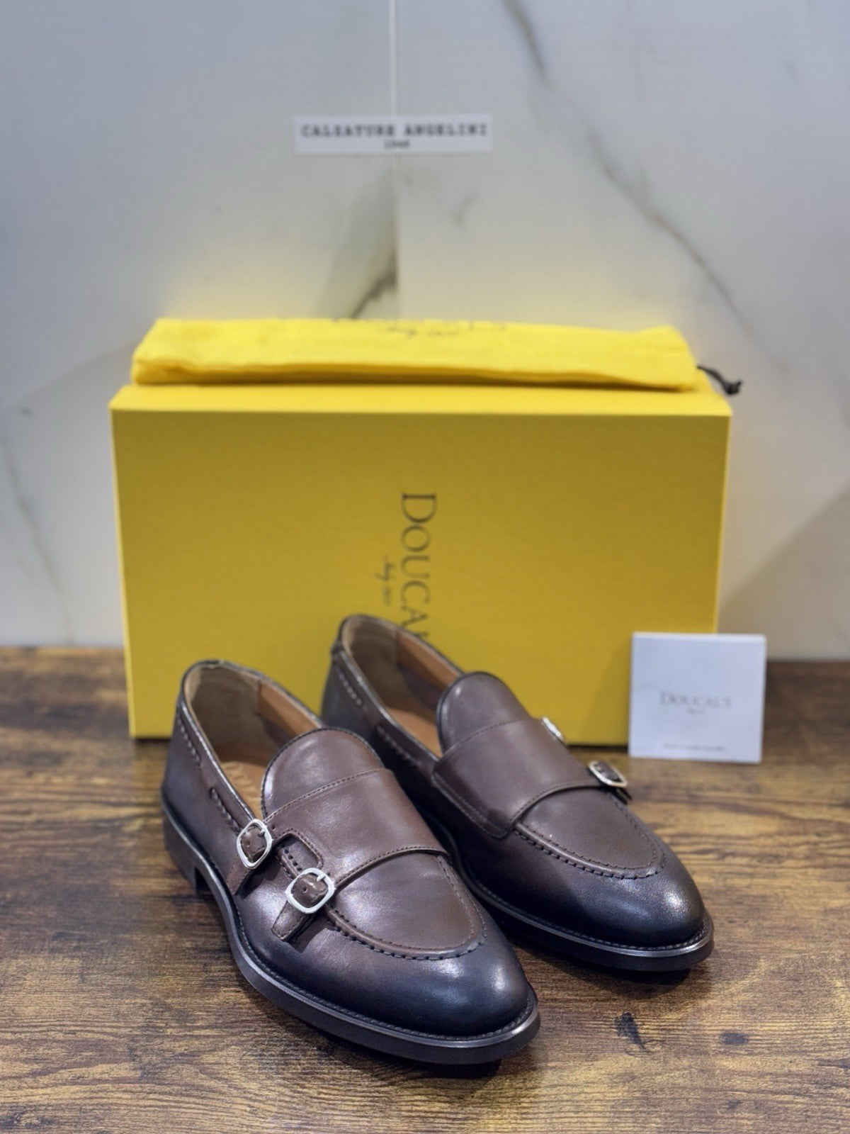 Doucal’s Scarpa Uomo Doppia Fibbia T Moro Pelle Luxury Men Doucal’s Shoes 40