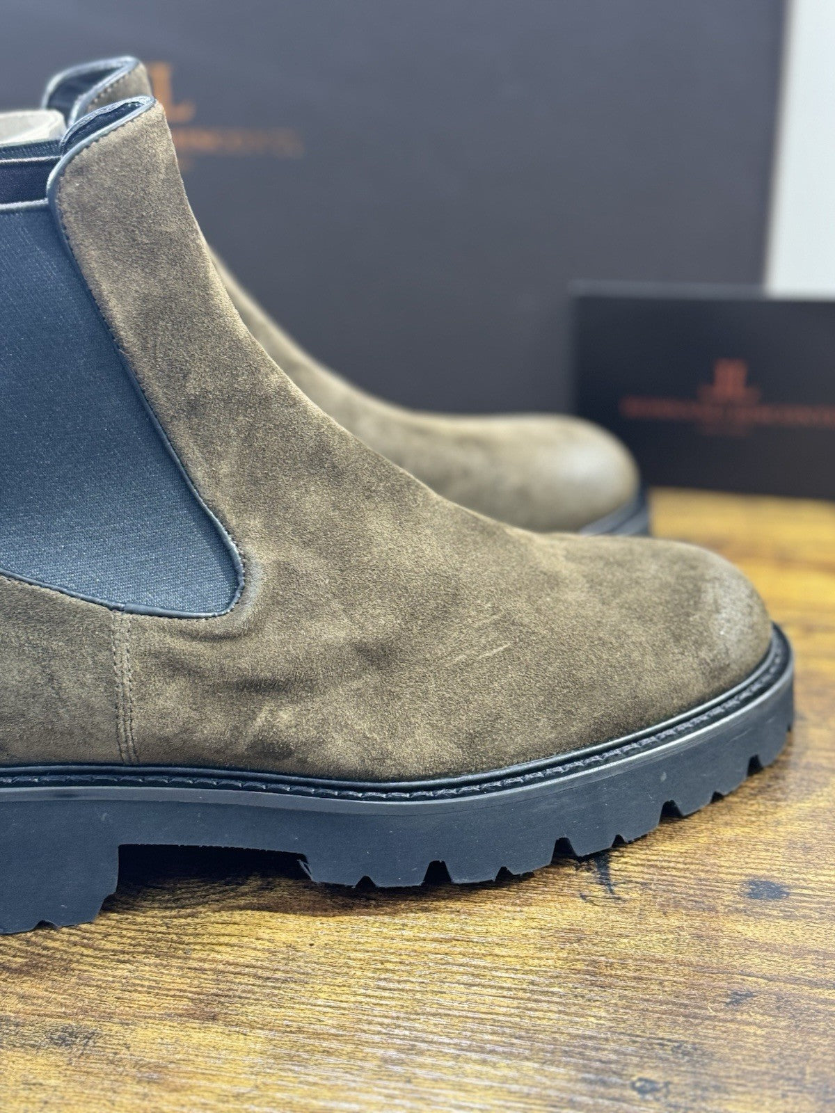 Rossano Bisconti Chelsea Boot Uomo Suede Military Fully Made In Italy 45