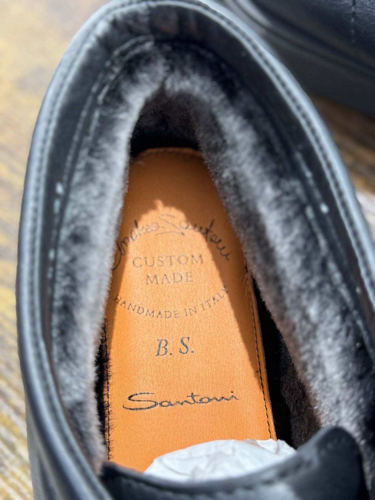 Santoni Polacco Pelle Nera Custom Made LimitedLuxury Men Santoni Shoes Uomo 42