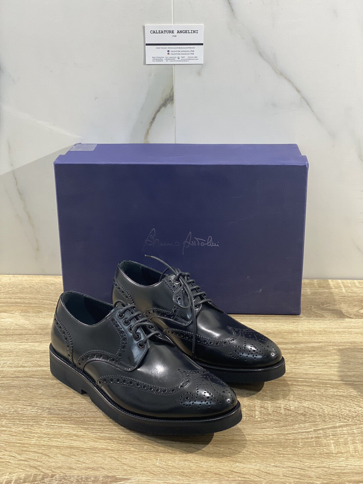Bruno Antolini stringata uomo pelle Nera Fondo Gomma Extra Light luxury 39