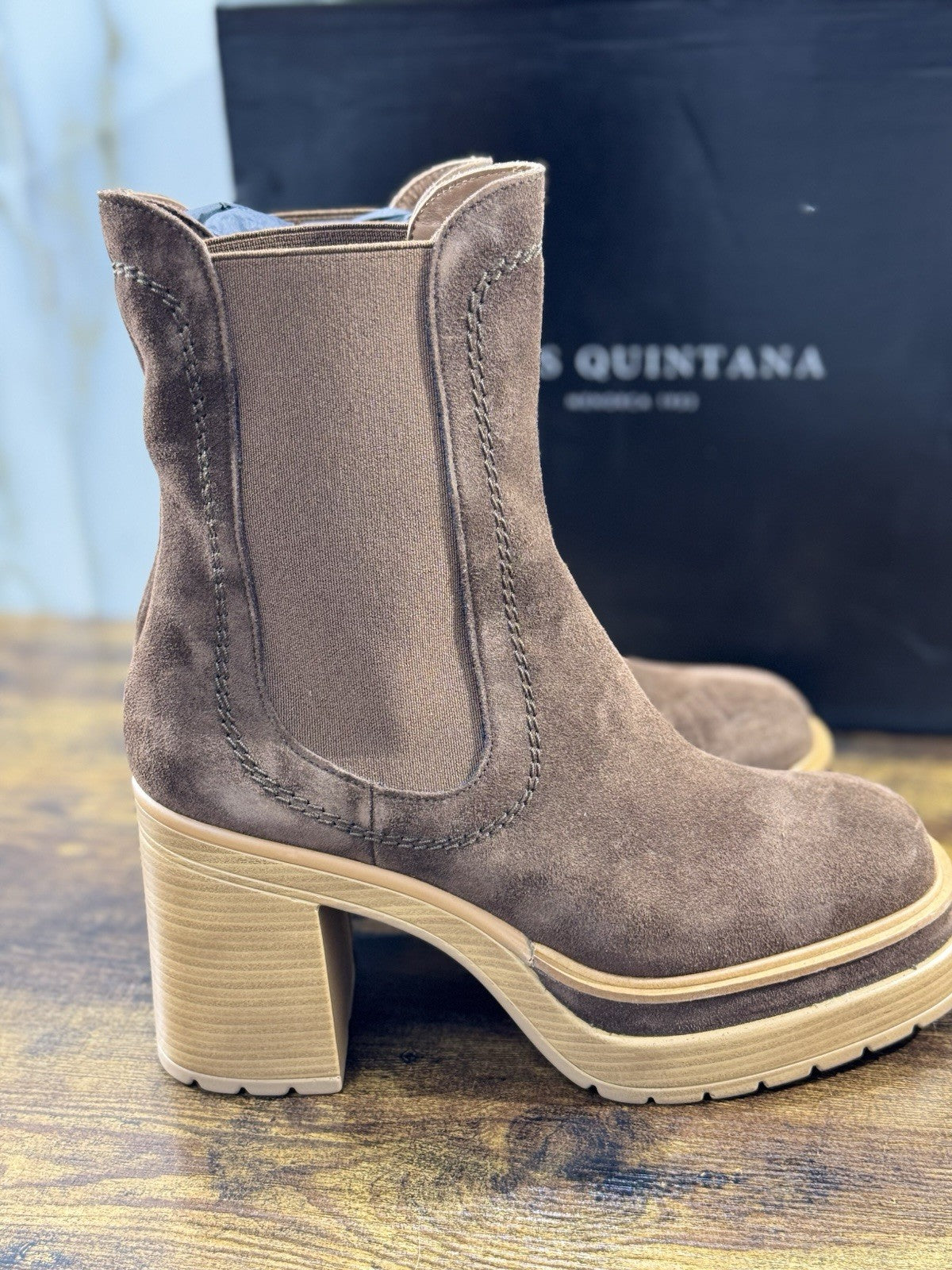 Pons Quintana Stivaletto Donna Suede Ebano Con Tacco Luxury Boot 36