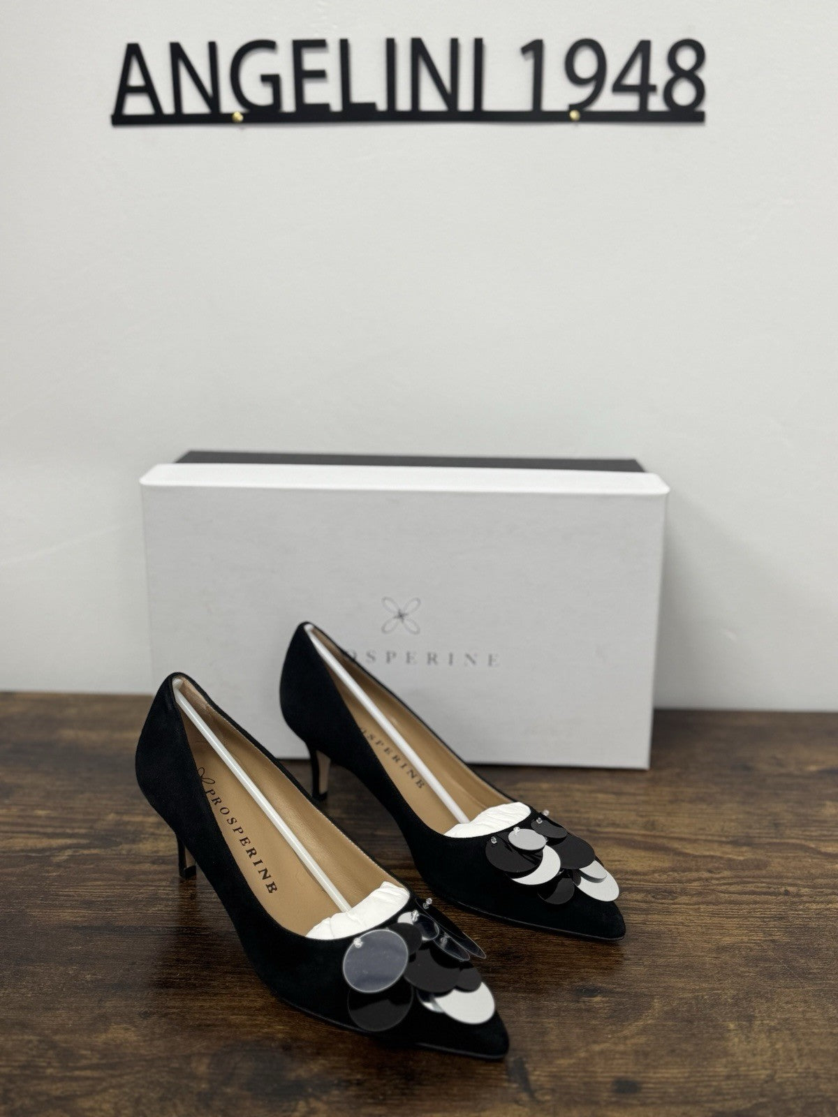 Prosperine Décolleté Pelle Suede Nero Con Tacco Scarpa Donna 37